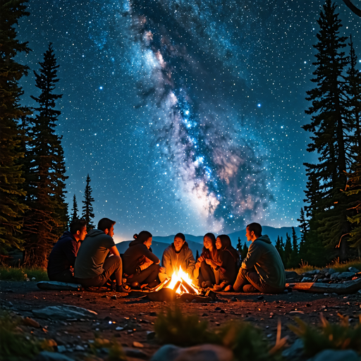 Friends Gather Under the Milky Way for a Night of Joy and Adventure